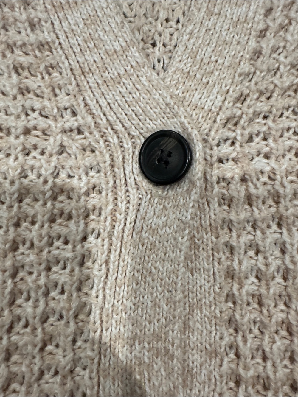 American Eagle Outfitters Cream Waffle-Knit Button Cardigan - Picture 4 of 6